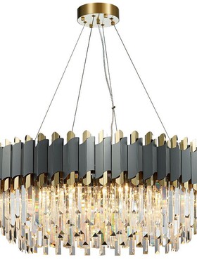 轻奢水晶吊灯新款后现代大气家用客厅餐厅灯复式楼圆形北欧灯