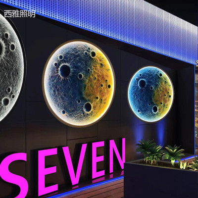 3d立体浮雕月球灯壁灯客厅背景墙石膏壁挂月亮灯户外装饰壁画灯