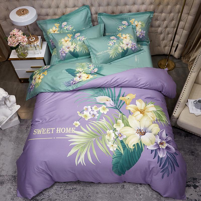 gz6m纯斜纹英伦风四件套条格欧美被套床笠1.8米1.5m2品床秋冬