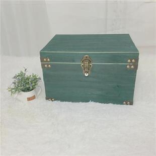 木箱子带锁储物箱实木收纳箱复古木盒子木箱长方形带盖特大号
