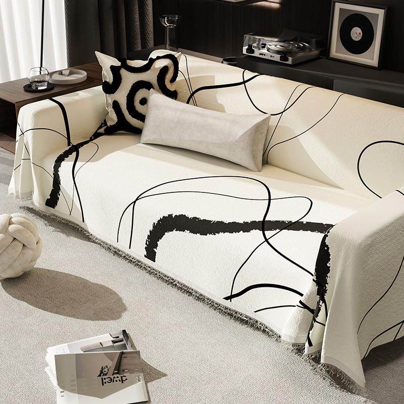 j6da纯色寂风轻奢风沙发盖布黑白侘简约简约沙发巾沙发垫套盖毯双,居家布艺,沙发垫,淘宝优惠券,粉丝福利购,淘宝优惠卷