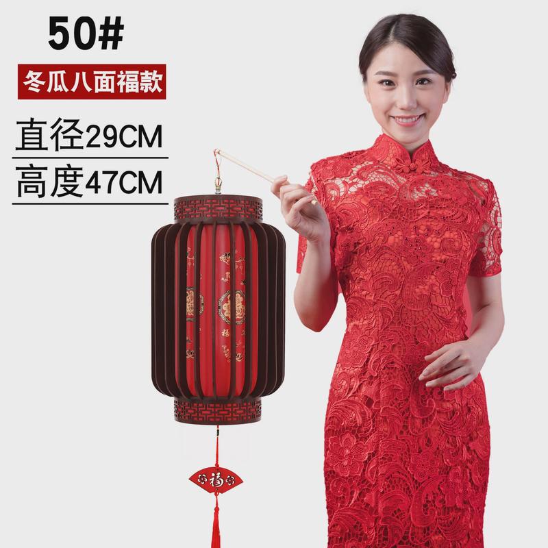 实木装饰灯笼客厅阳台茶楼旋转仿古木艺中式吊灯木制宫灯led转灯