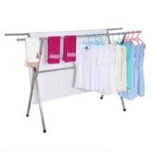 厂家直供加长型x不锈钢落地晾衣架便携折叠晾衣架流动户外晒衣架