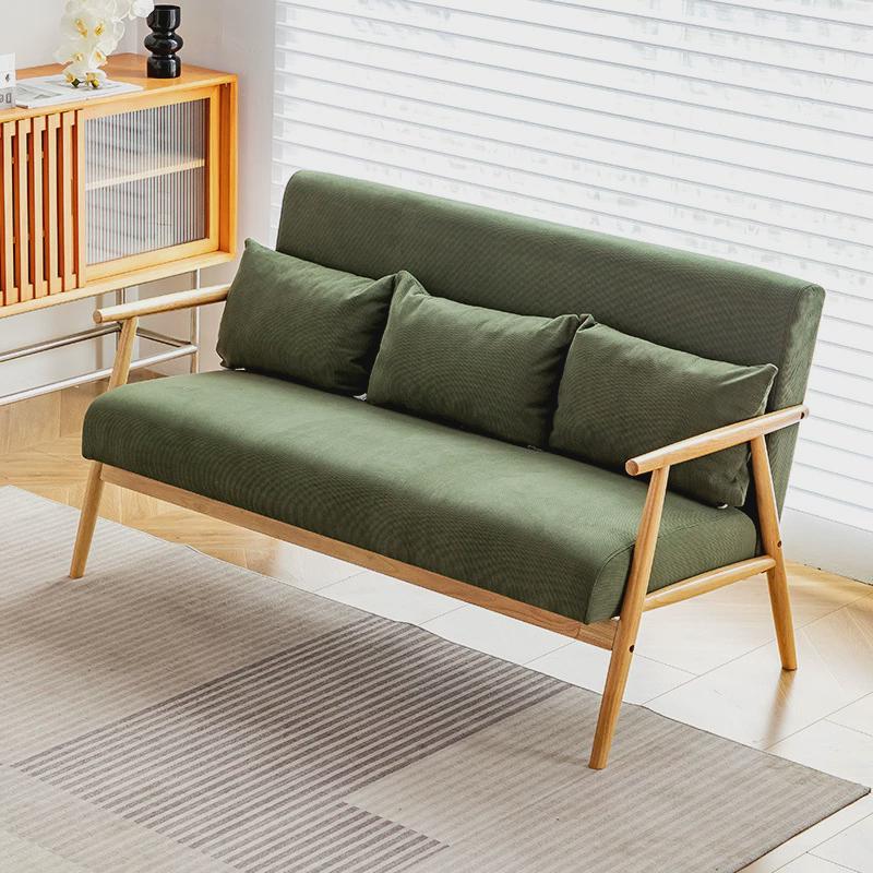 w~北欧实木沙发小户型布艺客厅现代简约三人双人日式原木风沙发组