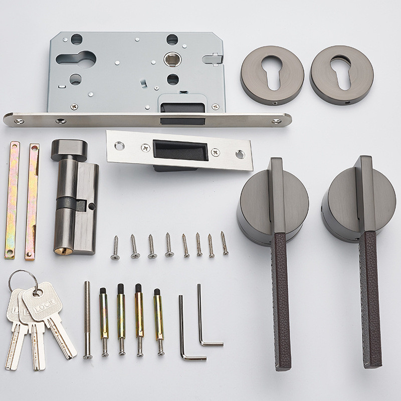 欧式磁吸门锁室内灰色卧室门锁静音磁力分体锁家用木门把手房门锁