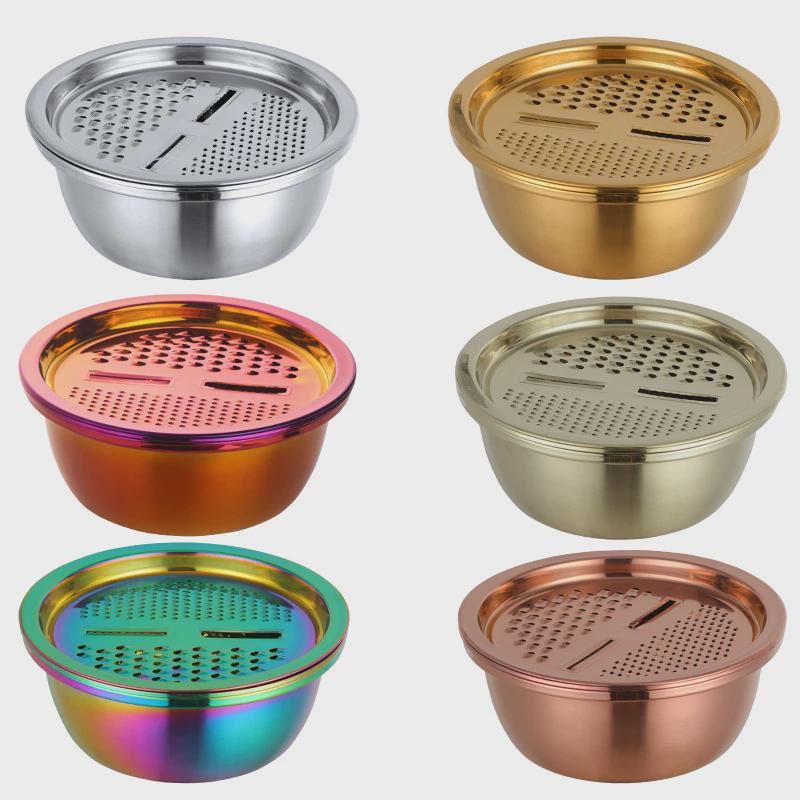 家用多功能刨丝盆不锈钢盆蔬菜沥水篮淘米厨房擦丝切片器三件套