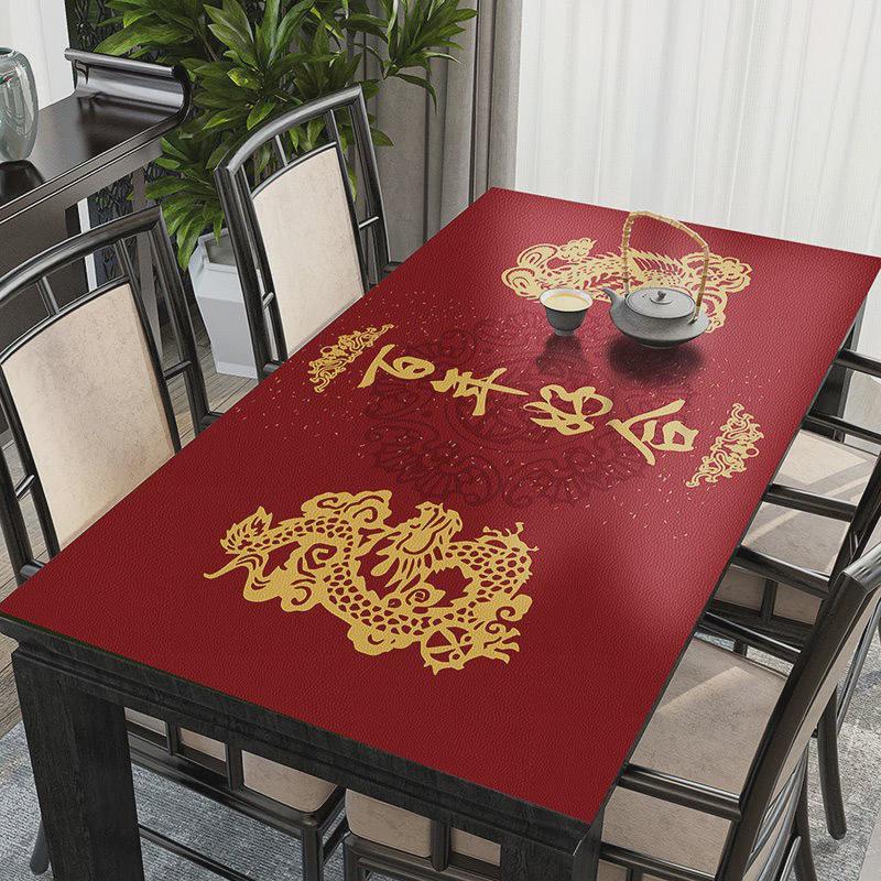 防烫桌布防水防油免洗皮革桌垫长方形餐桌垫新中式茶几台布桌面垫