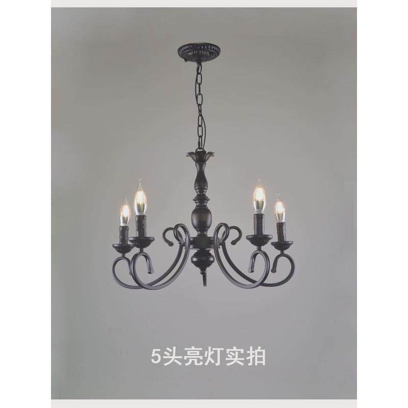 复古氛围吊灯蜡烛灯美式简约欧式吊灯中山灯具创意铁艺6头8头餐厅
