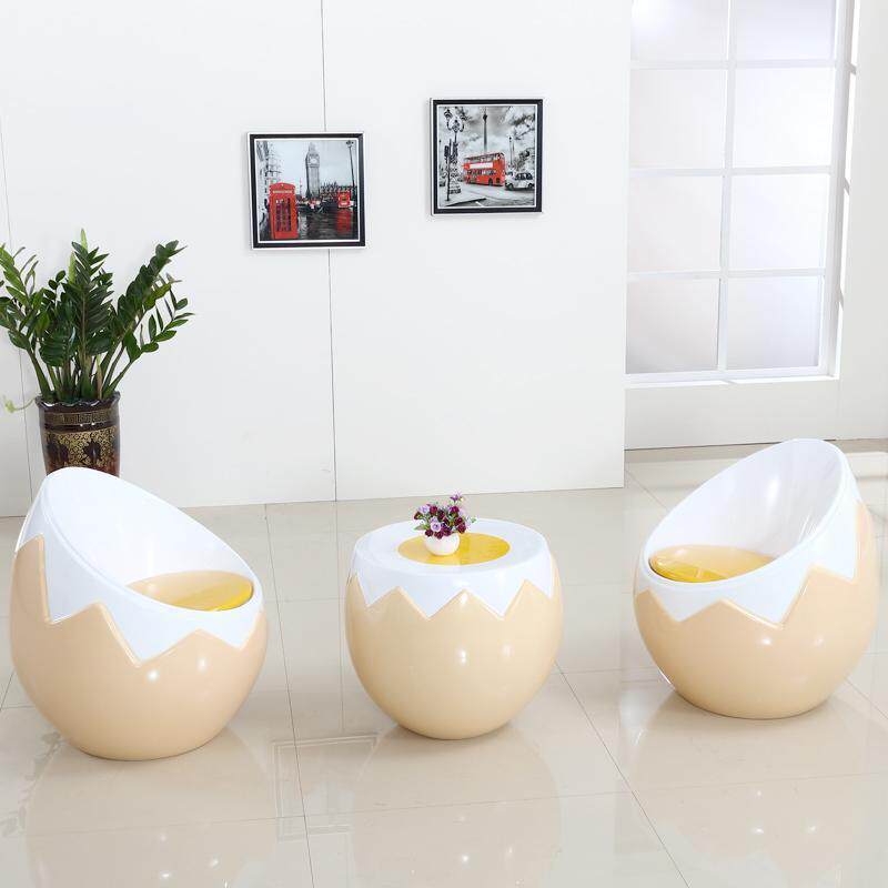 玻璃钢鸡蛋造型茶几组合座椅酒店坐凳餐厅创意卡通奶茶店桌子摆件