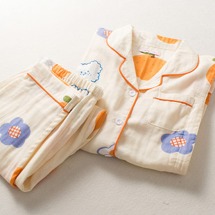 梦蜜纱布月子服夏季薄款产后春秋季纯棉孕妇睡衣哺乳衣喂奶居服