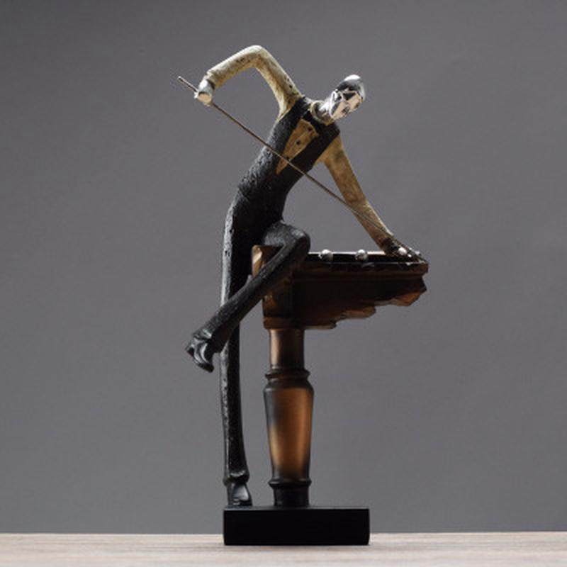 alj6欧式复古打台球人物会所家居书房玄关酒柜咖啡厅台球摆件装饰