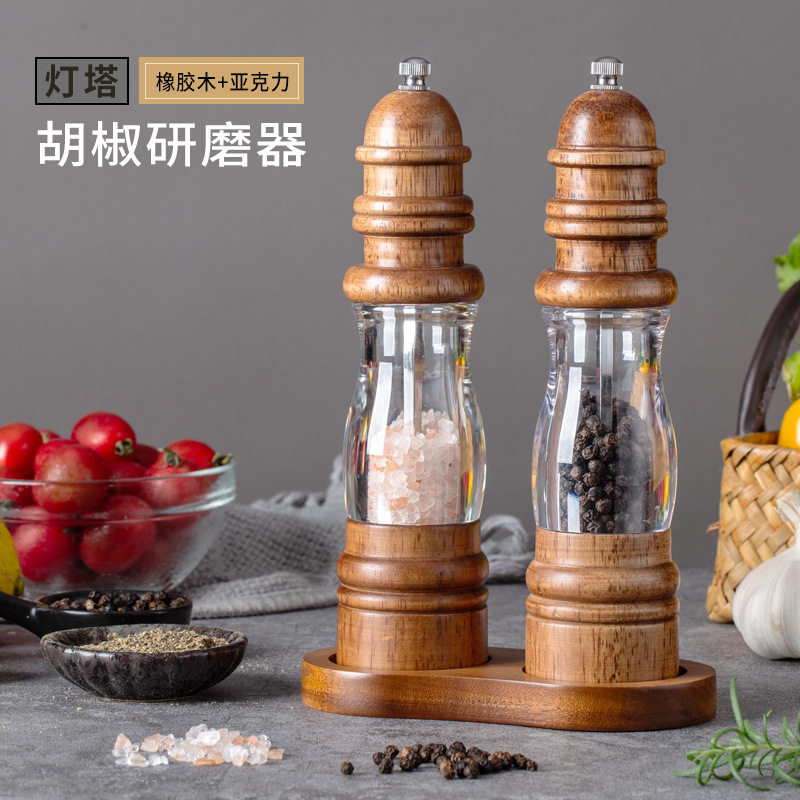 现磨胡椒磨研磨器家用手动海盐花椒胡椒粉陶瓷芯实木灯塔胡椒磨,厨房/烹饪用具,调味瓶罐/调料研磨器,淘宝优惠券,粉丝福利购,淘宝优惠卷