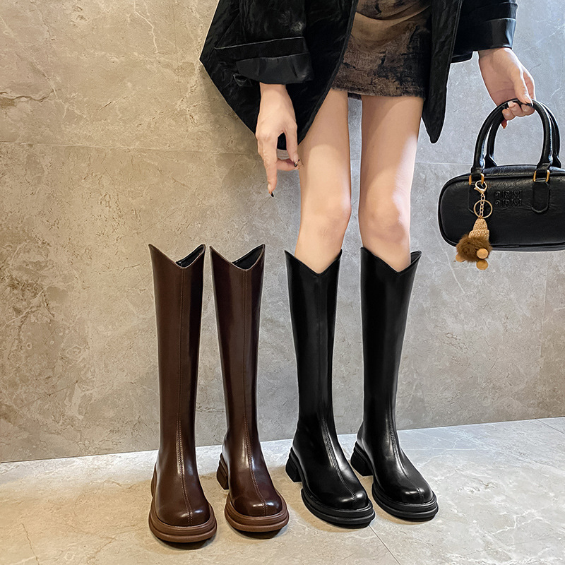 2025新款女秋冬显瘦高筒骑士靴