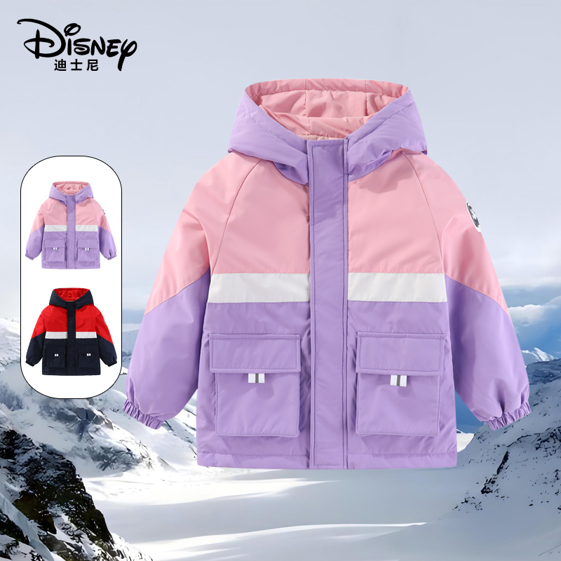 迪士尼儿童夹棉冲锋衣保暖防风加厚外套XPR3SA108