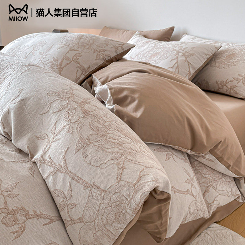 猫人A类全棉磨毛纯棉四件套床上三件套被套床单床笠2025年新款YX
