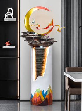 现代轻奢流水喷泉摆件玄关客厅电视柜旁室内加湿器办公室简约装饰