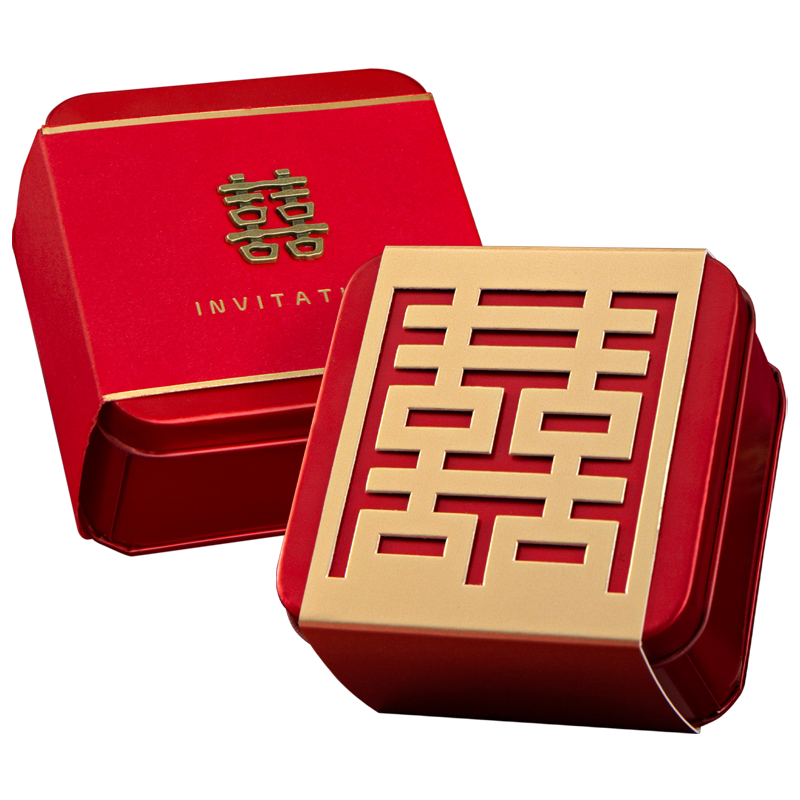 2025新款網(wǎng)紅中式創(chuàng)意小眾高級感馬口鐵結(jié)婚喜糖空盒子簡約免折疊