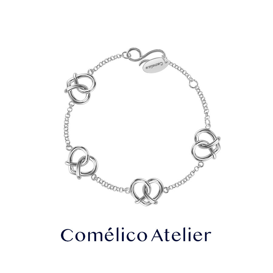 Comelico 可美黎可韩国新款碱水结四叶草女款银手链轻奢小众精致