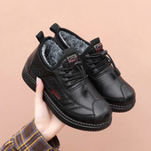 2023棉鞋 女冬加绒保暖老北京棉鞋 女皮面防水平底防滑中老年棉靴子