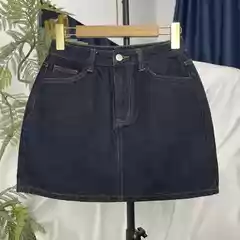 Dark Blue Denim Short Skirt for Women, High-Waisted, New Summer Style, Slimming for Pear-Shaped Body, Crossbody Style, Slimming A-Line Skirt