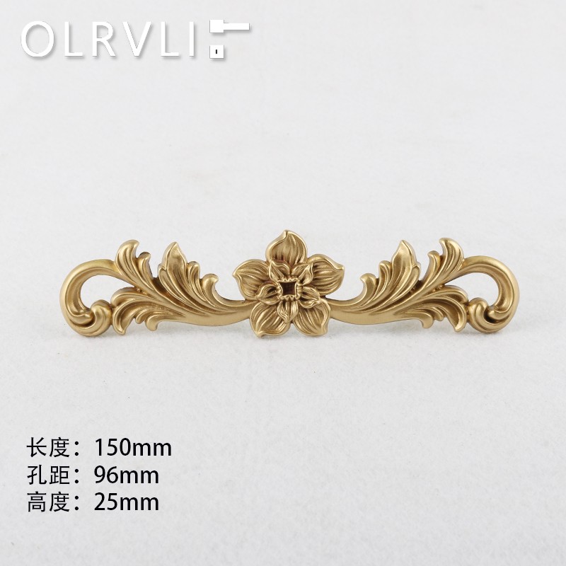 意大利OLRVLI纯铜法式抽屉拉手复古欧式新古典把手中式衣柜门把手