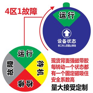 亚克力机器设备运行状态标识牌磁吸式带磁铁管理仪器指示牌标示牌