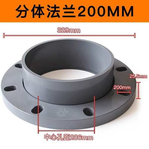 PVC凸缘灰色一体圈连身法兰片座圆形接头dn32 50 63 90 160 200