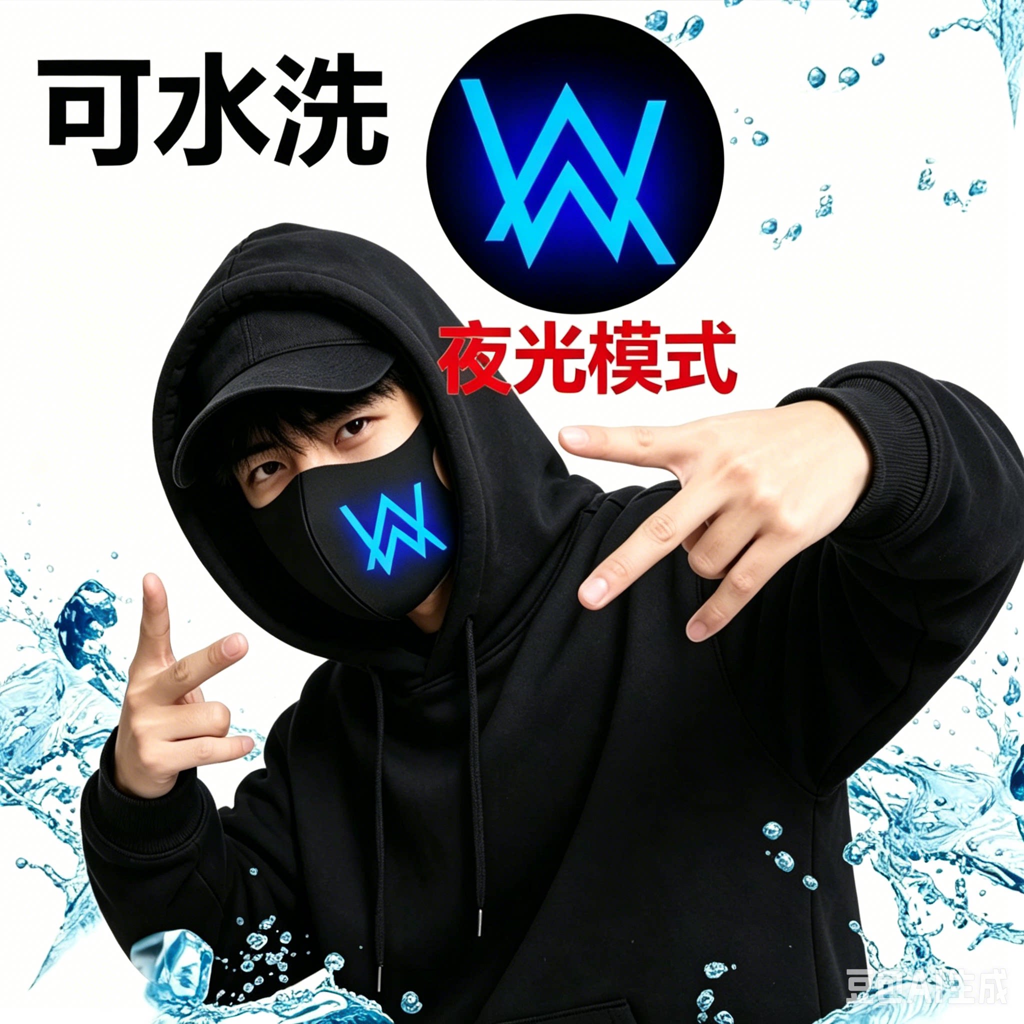 嘉豪同款AW黑色口罩个性潮流透气棉质面罩送对象男朋友兄弟女生闺