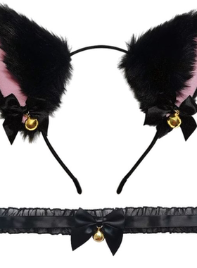 圣诞节黑色猫咪猫耳朵头饰可爱猫耳发箍兔耳朵发夹发卡发饰女