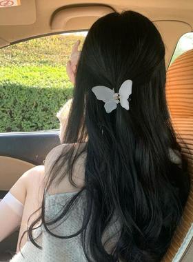 透明蝴蝶仙女半扎发抓夹女春夏发夹后脑勺夹子磨砂鲨鱼夹发卡头D3