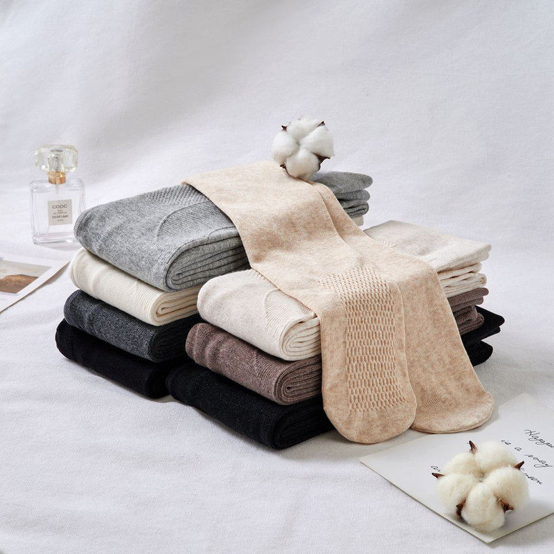 秋冬女士燕麦色竖条麻花加绒加厚款连裤袜日系保暖显瘦