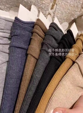 秋冬季纯色堆堆袜月子袜产后防臭袜子女灰色中筒袜黑色无骨袜长袜