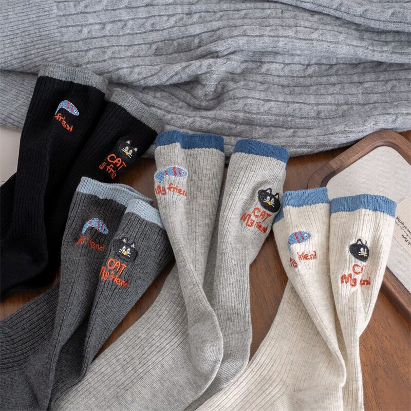 秋季新品可爱卡通动物袜子女中筒袜ins潮日韩系外穿百搭少女长袜