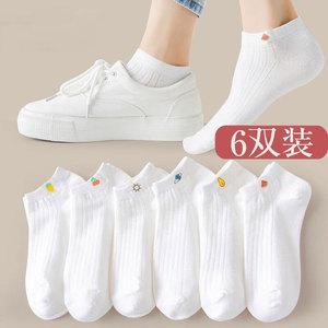 袜子女夏季薄款白色短袜女不掉跟
