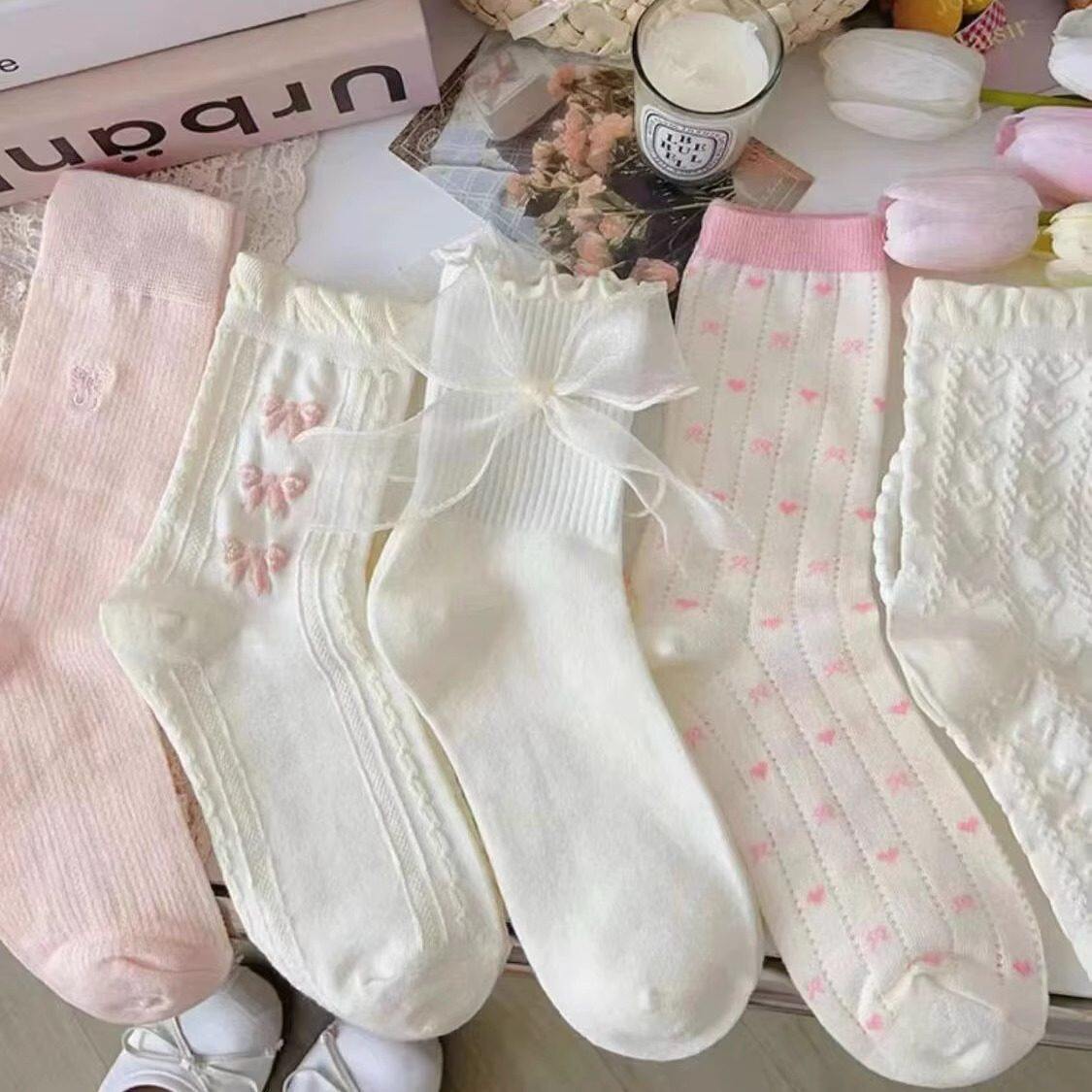 日系JK可爱花边中筒袜女春夏薄款