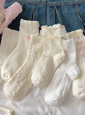白色袜子女夏季百搭可爱日系jk袜花边玛丽珍配小皮鞋中筒吸汗袜子