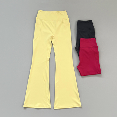 新款裸感软糯喇叭瑜伽裤女高腰提臀无尴尬线运动休闲健身微喇裤