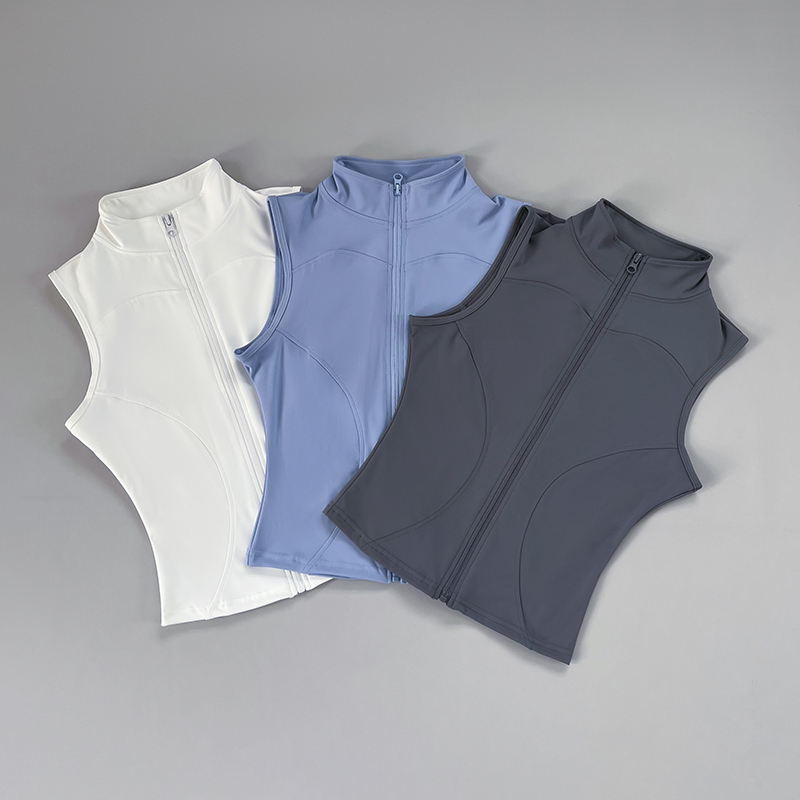 马甲女款夏季外穿休闲立领拉链运动跑步背心跑步健身瑜伽服网球服