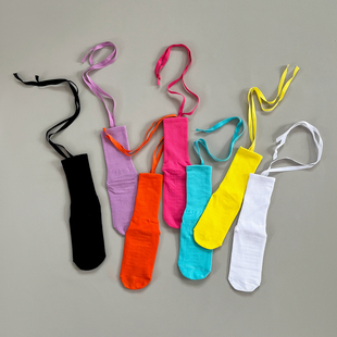 脚底防滑袜交叉绑带瑜伽普拉提舞蹈袜瑜伽服搭配多巴胺女孩袜子