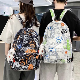 KAKAXI书包男女个性涂鸦大学生双肩包包时尚简约百搭背包