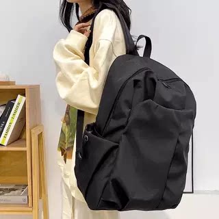 简约纯色电脑背包大学高中书包森系校园帆布双肩包男女