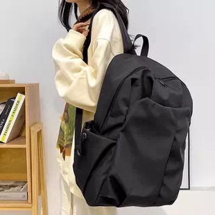 简约纯色电脑背包大学高中书包森系校园帆布双肩包男女