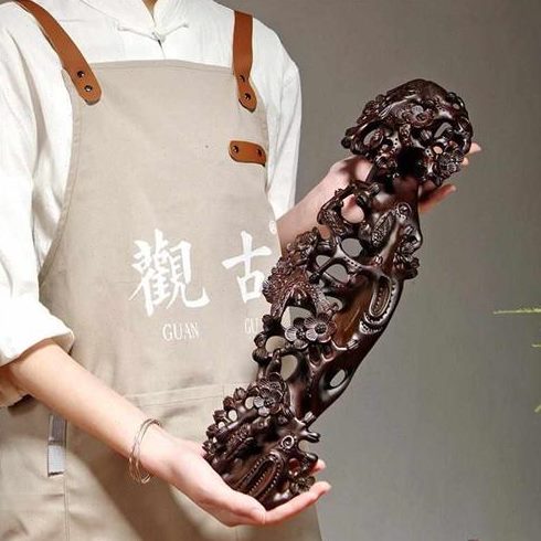 客厅装饰眉梢吉祥黑大号雕刻檀木红木喜摆件根雕上家居如意工艺品