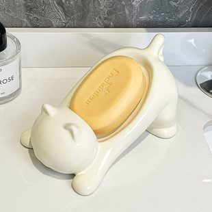 家用卡通猫咪沥水沥水肥香皂盒创意可爱肥皂盒浴室家用新款 个性