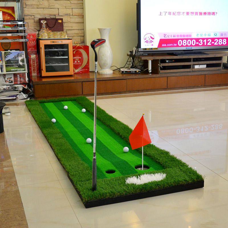 升级版!室内高尔夫球道 果岭推杆练习器套装 家庭/办公室练习毯