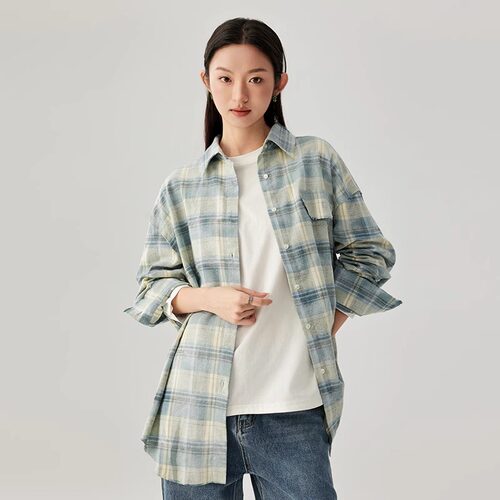 CKA设计师款女式格子衬衫CKAM0472871N001春