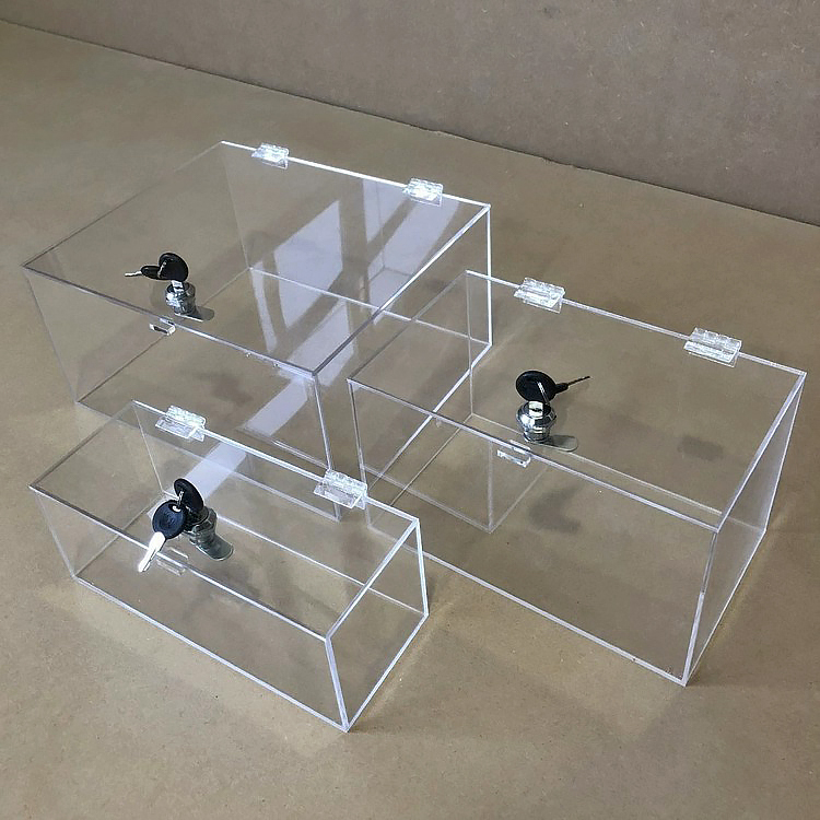 纯手工亚克力透明桌面美妆带锁箱