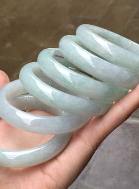 玉金珠宝:【带证书】翡翠手镯冰糯种白月光手镯富贵平安镯000032