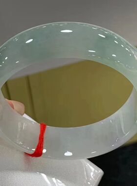 【带证书】正品缅甸天然翡翠A货手镯冰种浅绿色冰透玉镯子高档送