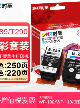 时至289墨盒适用爱普生WF100维护箱兼容EpsonWF110墨盒 290彩色 T289黑色 T2950废墨仓 便携式打印机 墨水SHI